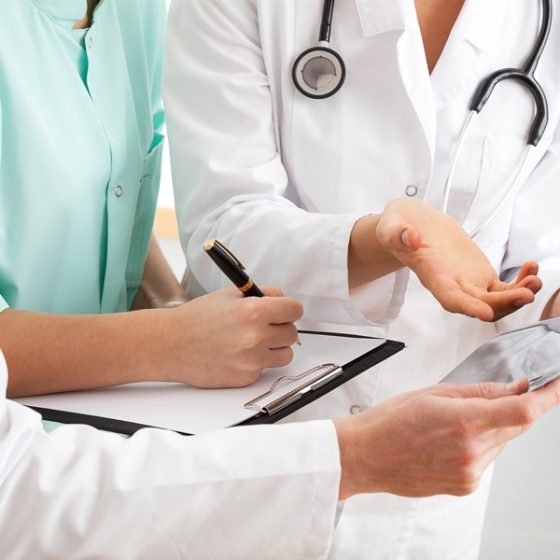 Doctors team having medical council in hospital